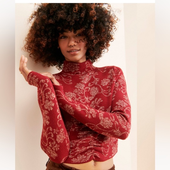 Anthropologie Ruched Mock Neck Sweater Size Medium NWT - Picture 4 of 16